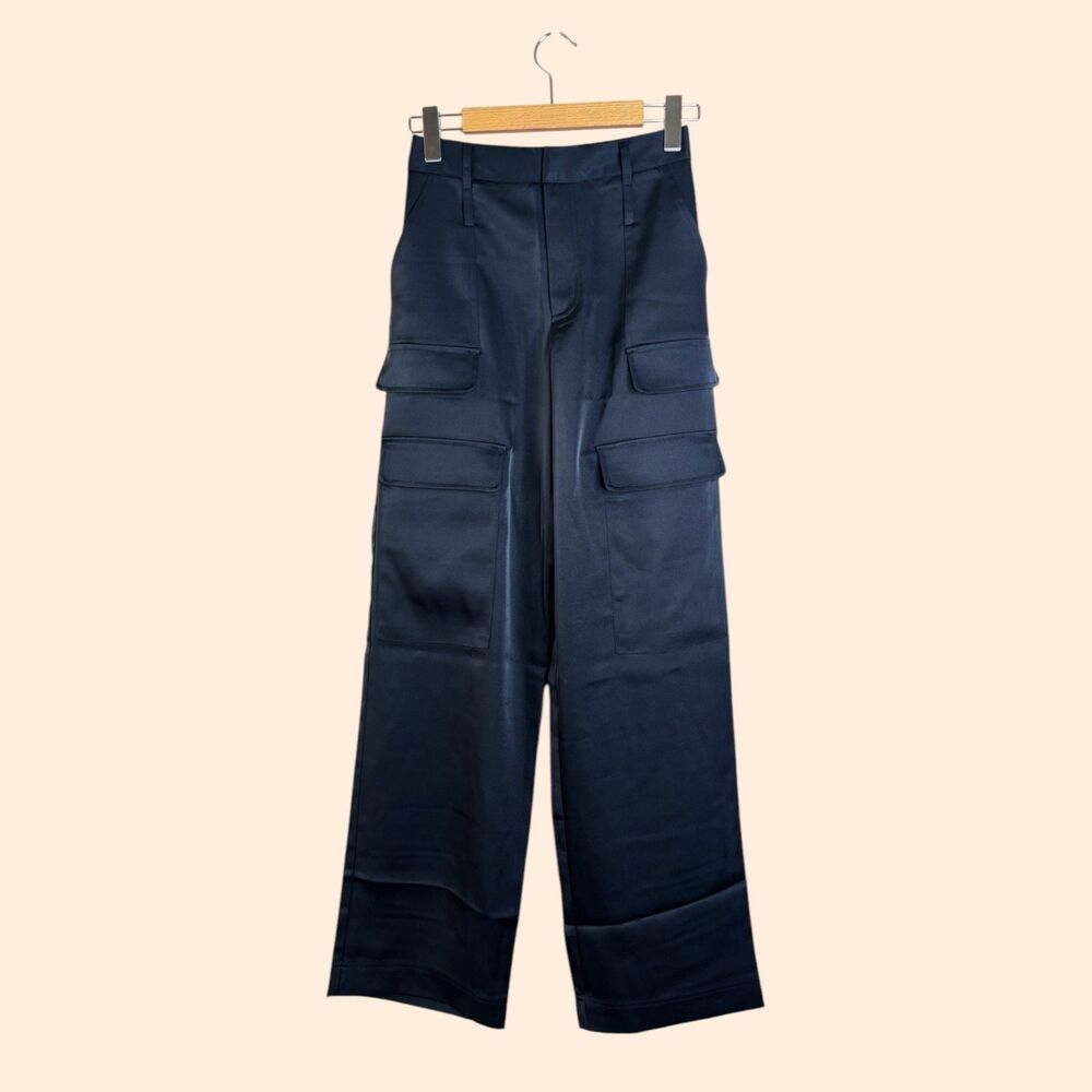 Noli Yoga Black Satin Cargo Pants
